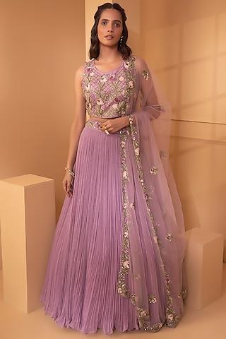 lavender embroidered lehenga set