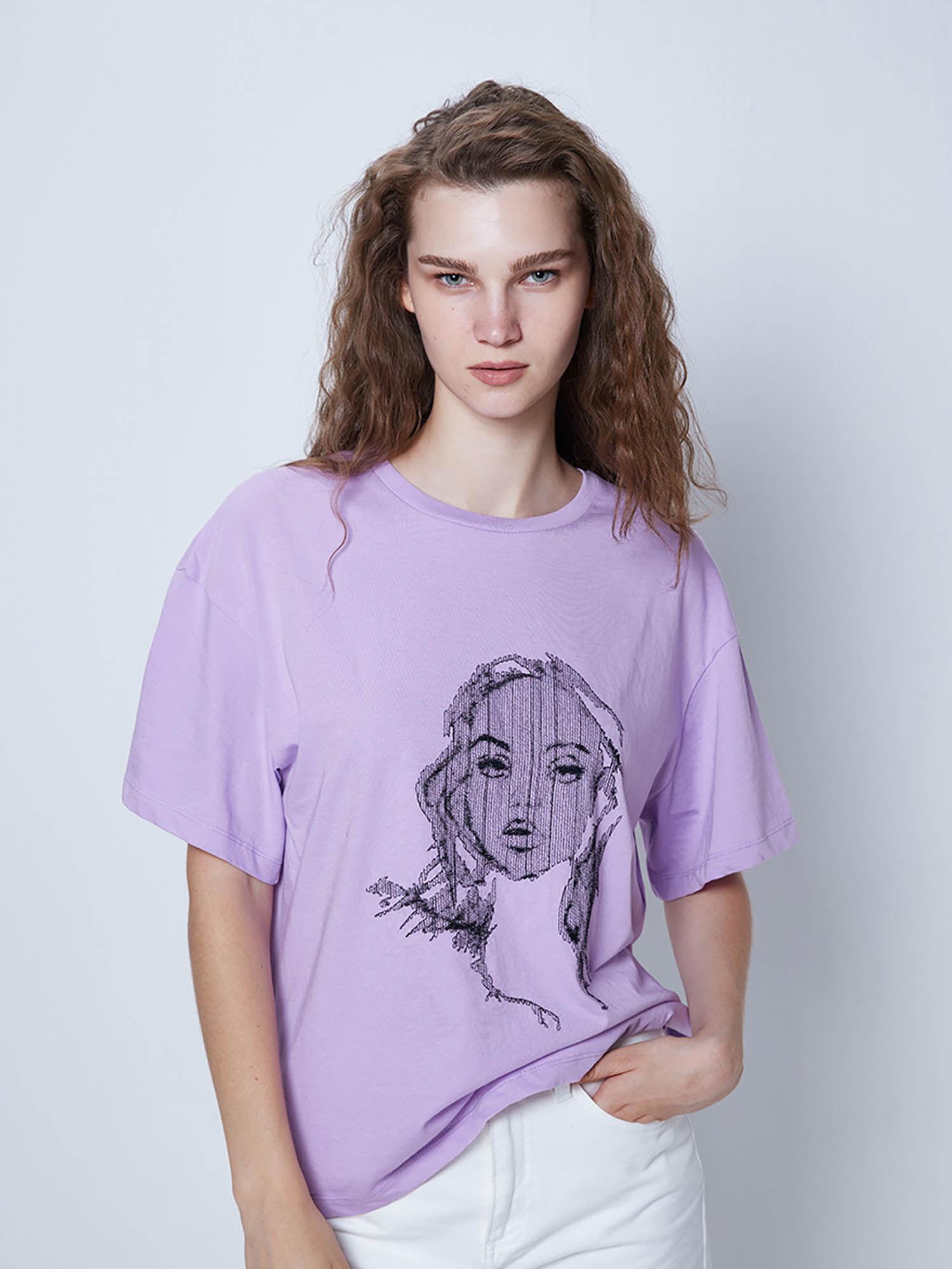 lavender embroidered oversized t-shirt