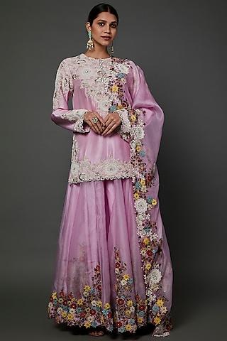 lavender floral sharara set