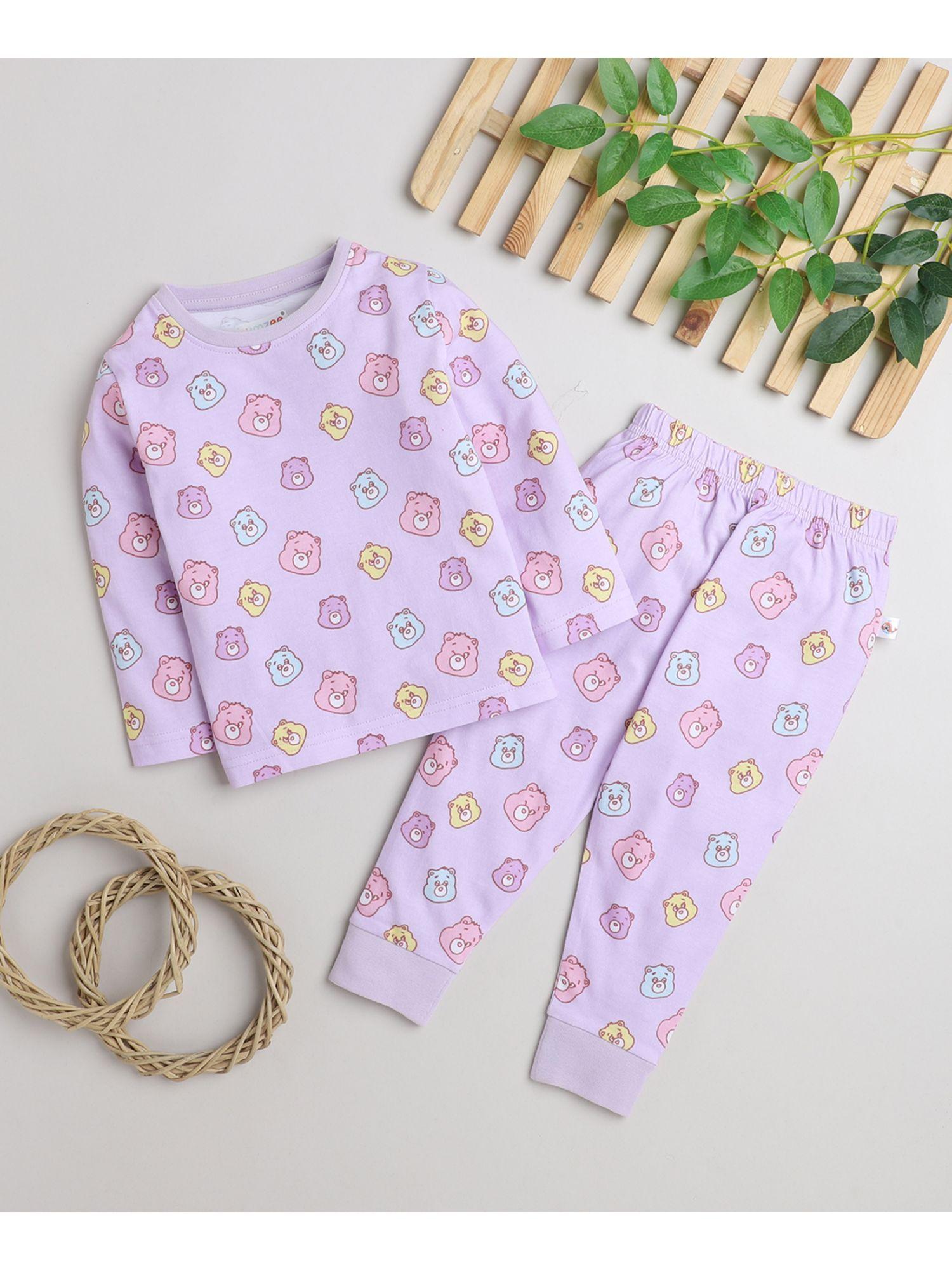 lavender girls full sleeves t-shirt and pyjama (set of 2)