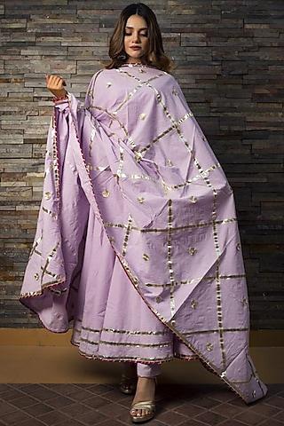 lavender hand embellished anarkali set