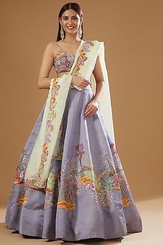 lavender kasab satin embellished lehenga set