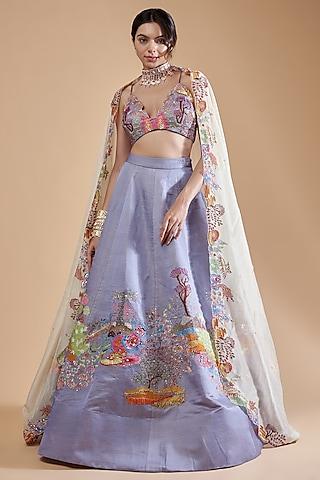 lavender kasab satin embellished lehenga set