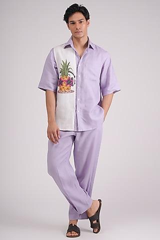 lavender linen printed shirt