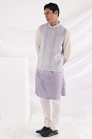 lavender linen satin nehru jacket