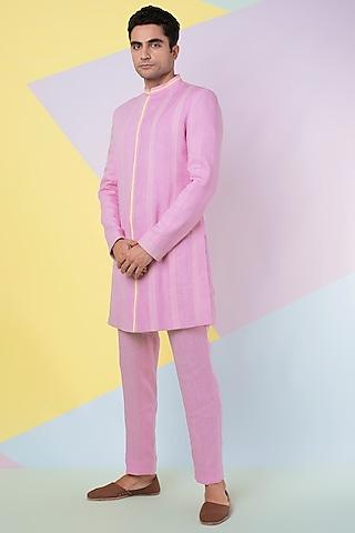 lavender linen sherwani