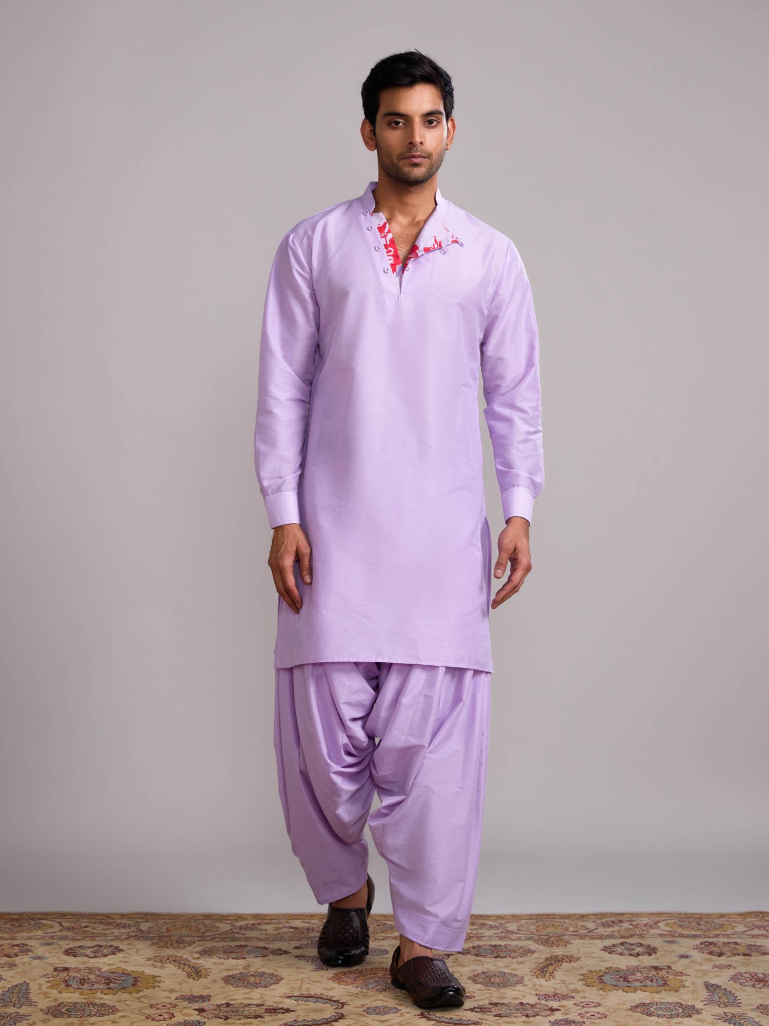 lavender mandarin collar straight kurta