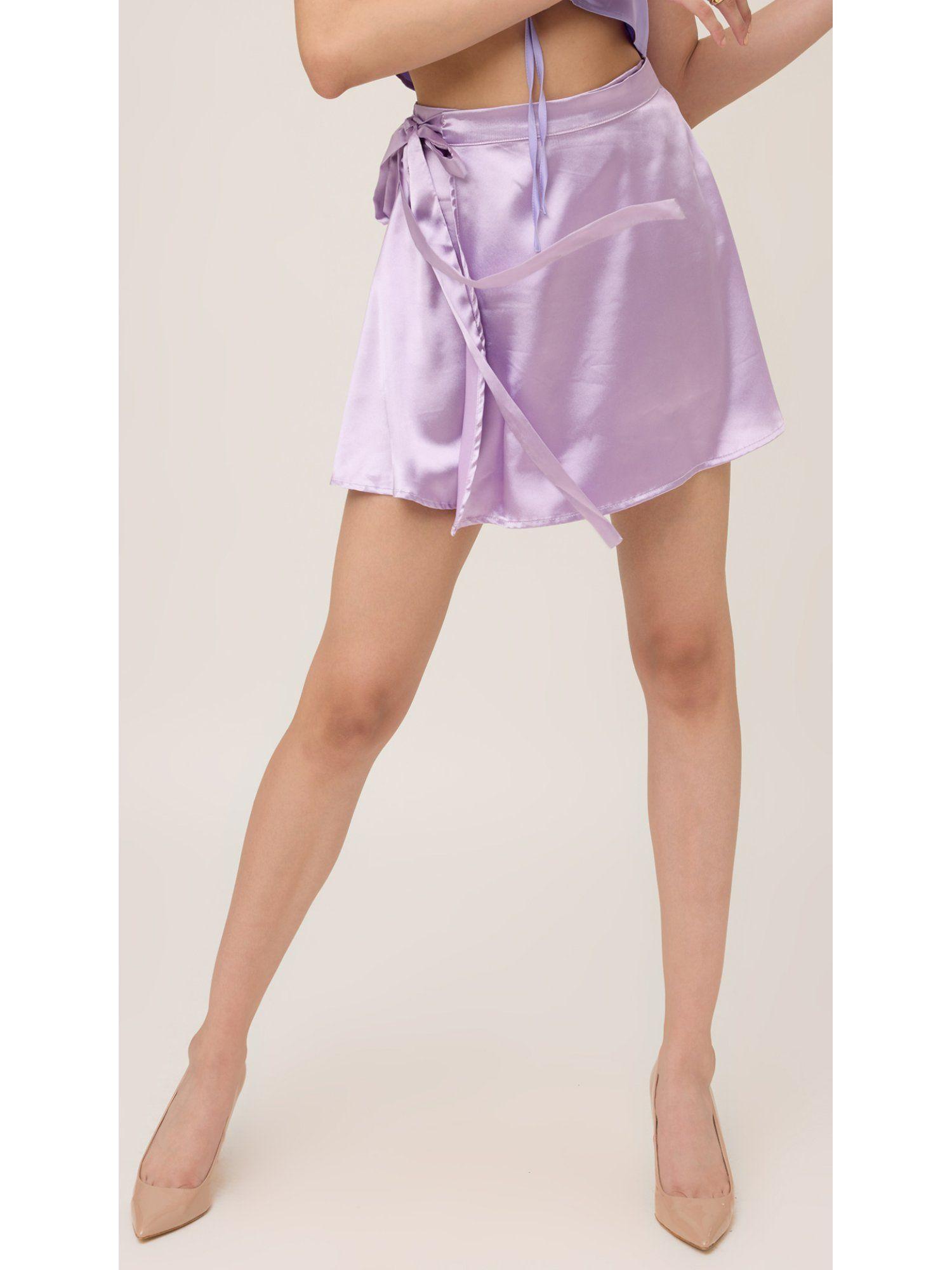 lavender mini wrap skirt