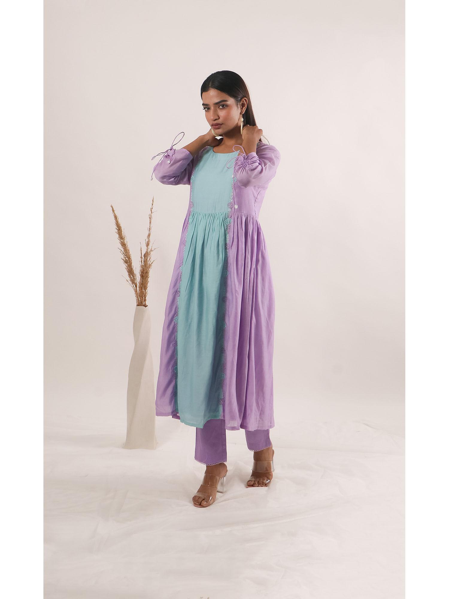 lavender moon kulfi kurta with pants (set of 2)