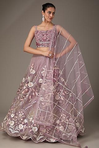 lavender net sequins & gota embroidered lehenga set