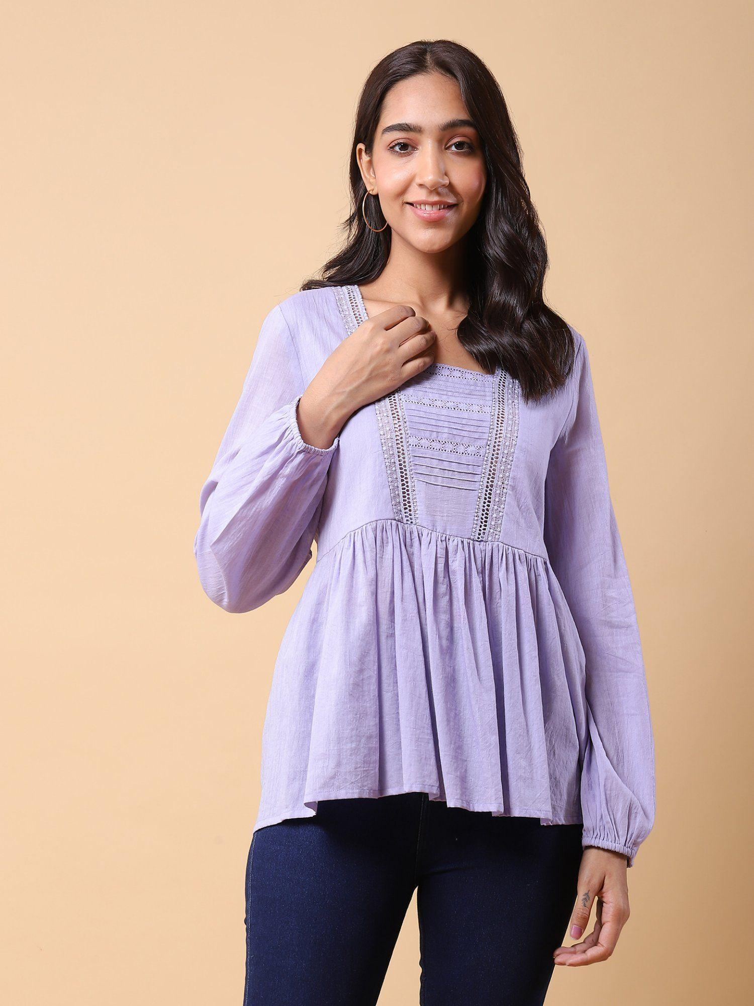 lavender peasant top