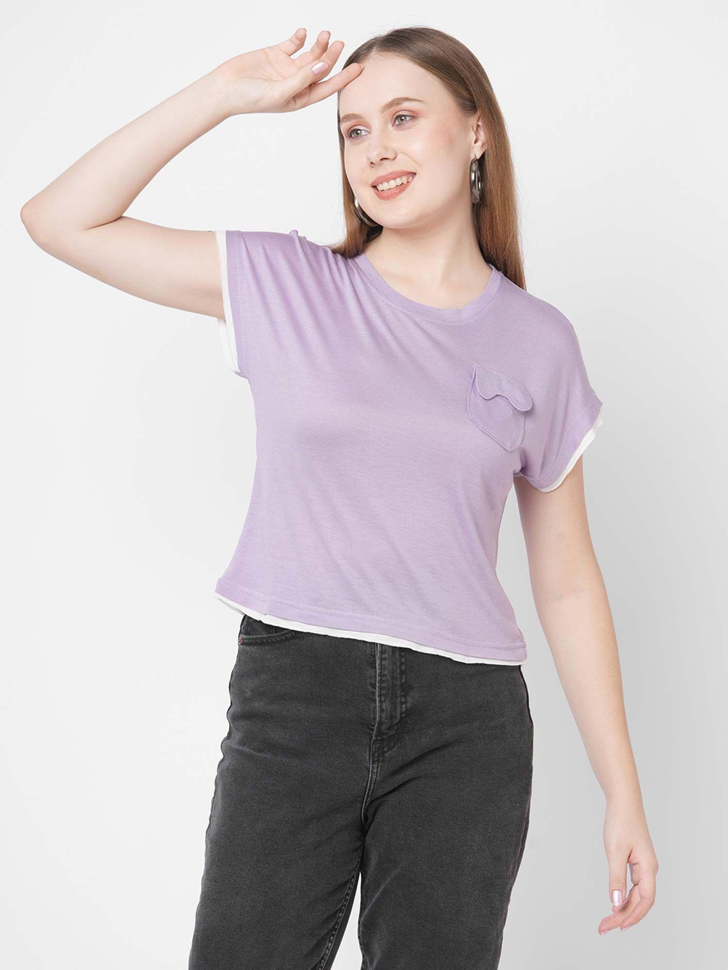 lavender pocket detail crop top