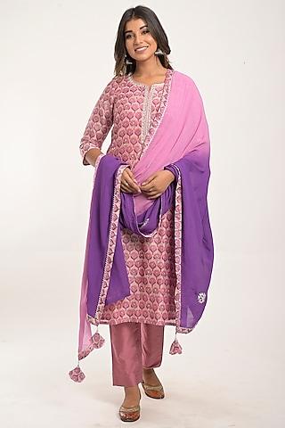 lavender printed kurta set