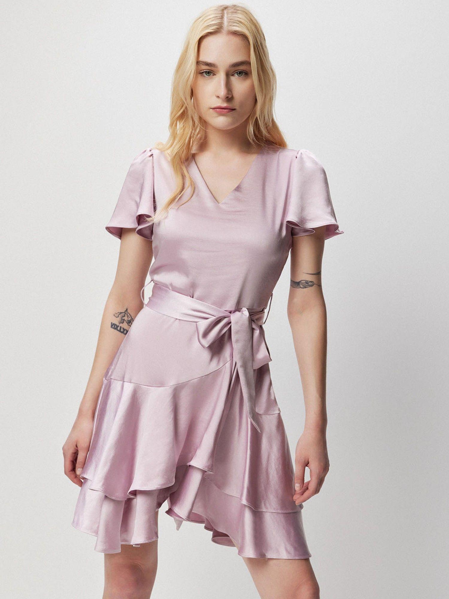 lavender satin skater mini dress (set of 2)