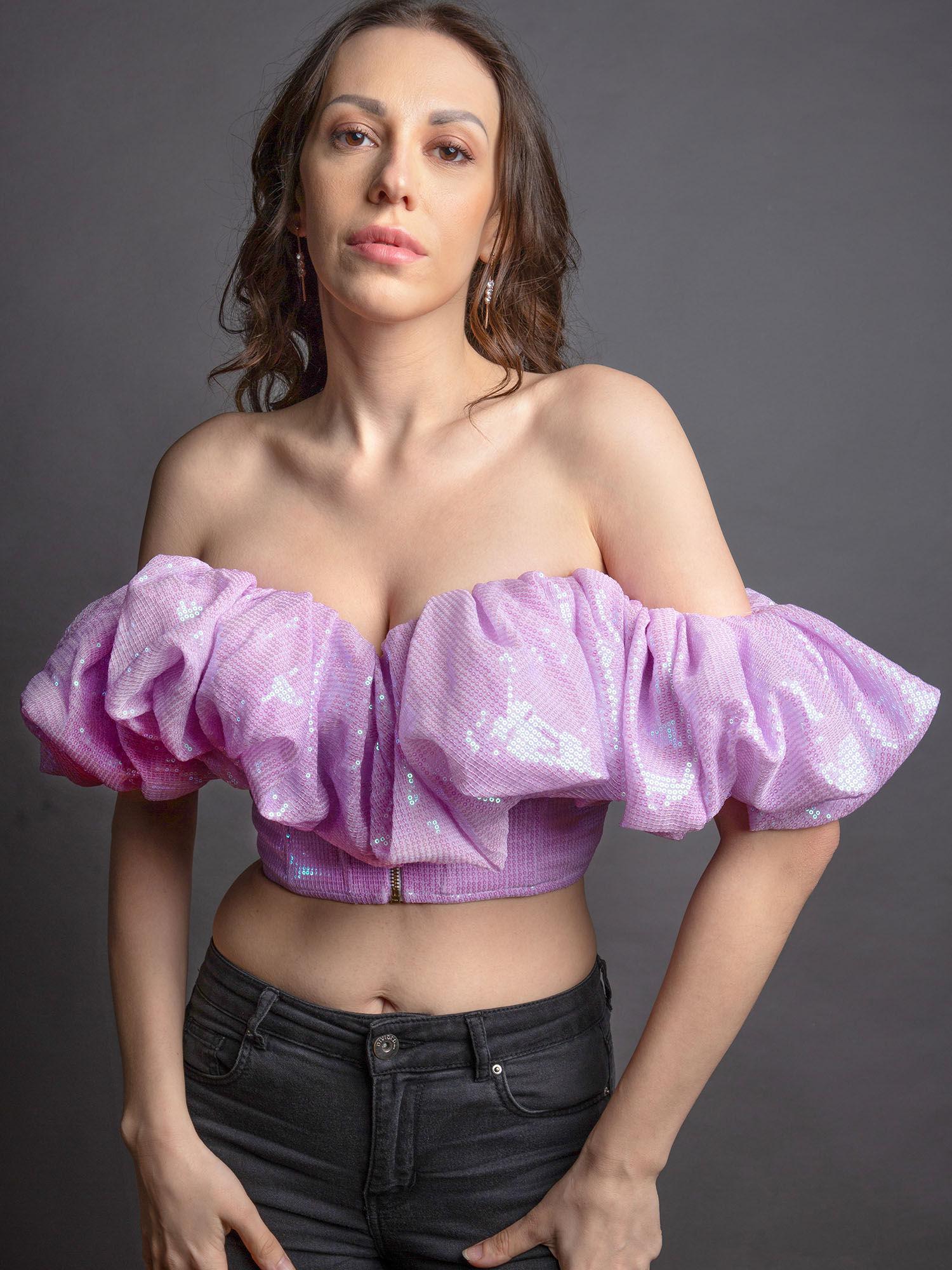 lavender sequence ruffle corset