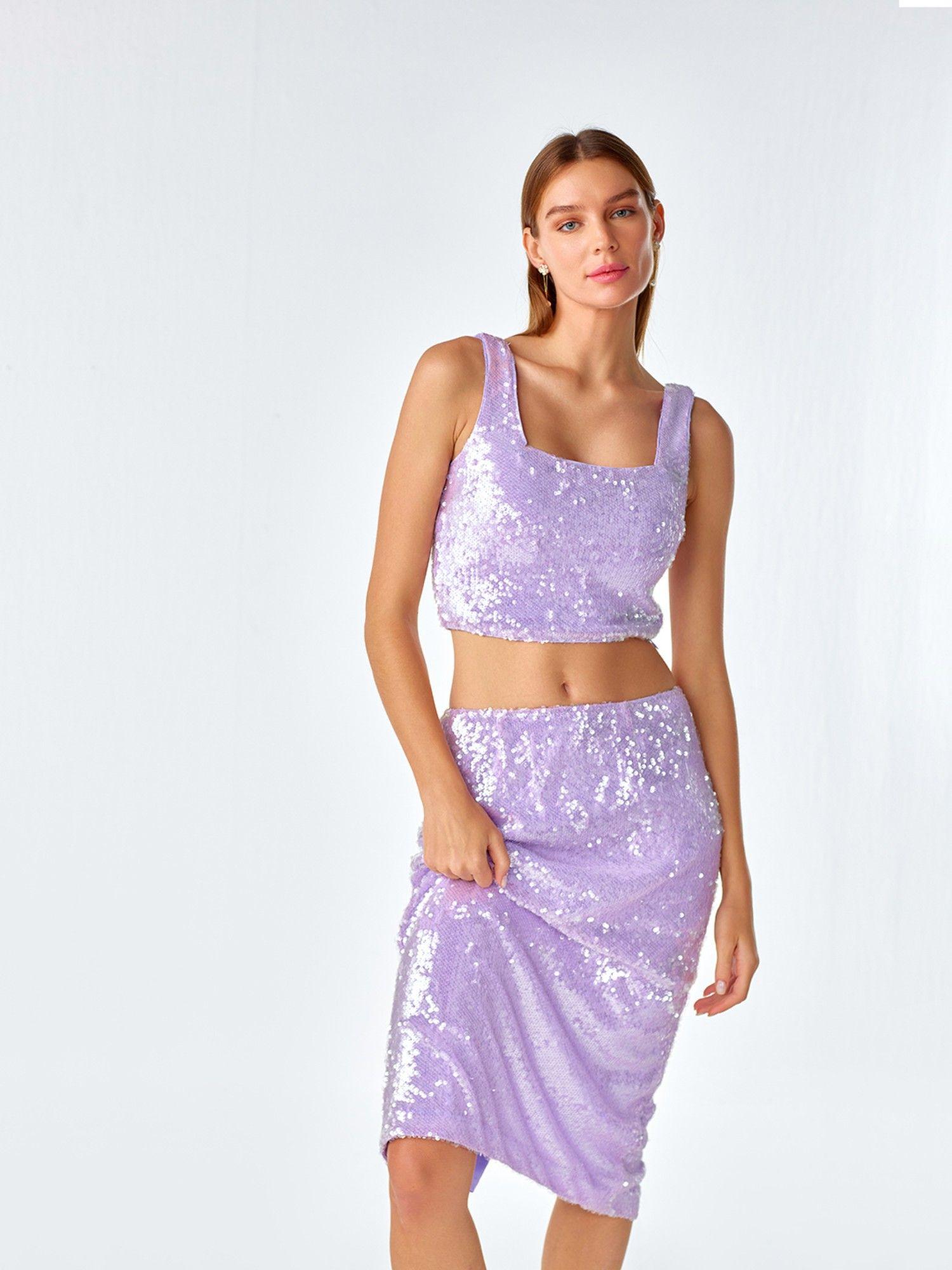 lavender sequin crop top