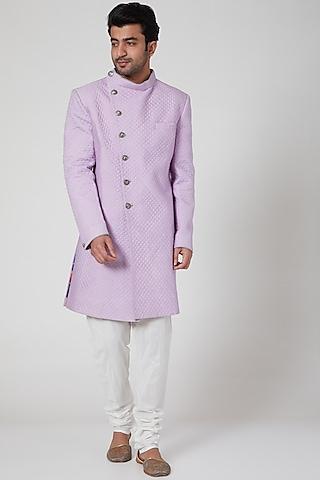 lavender sherwani with asymmetric closure