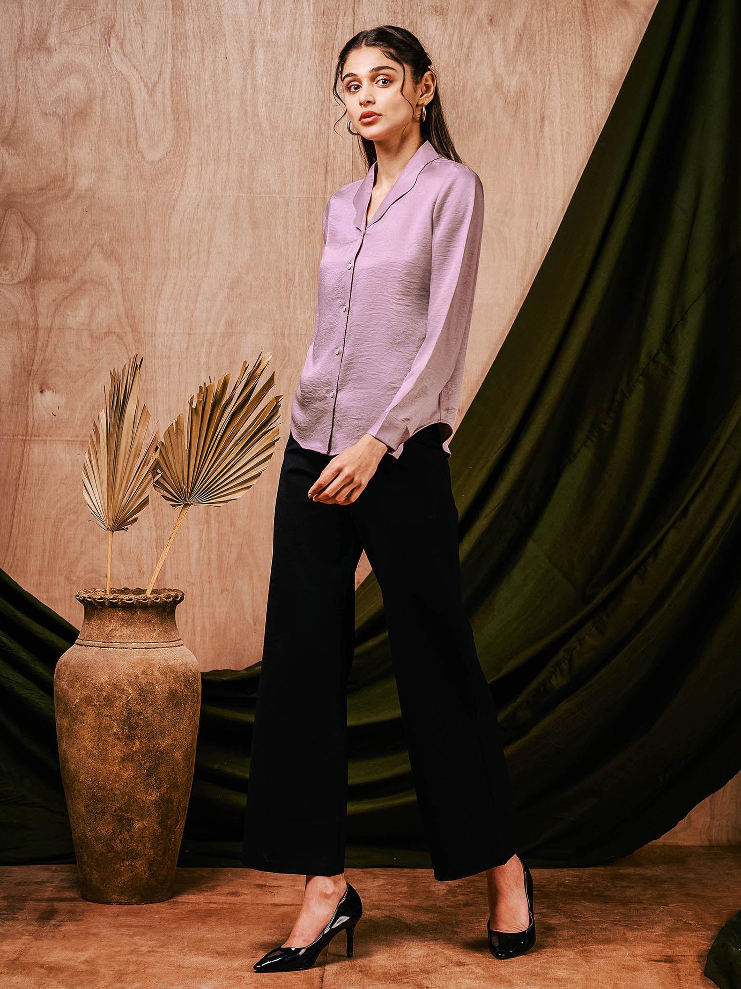 lavender shirt with regular sleeves