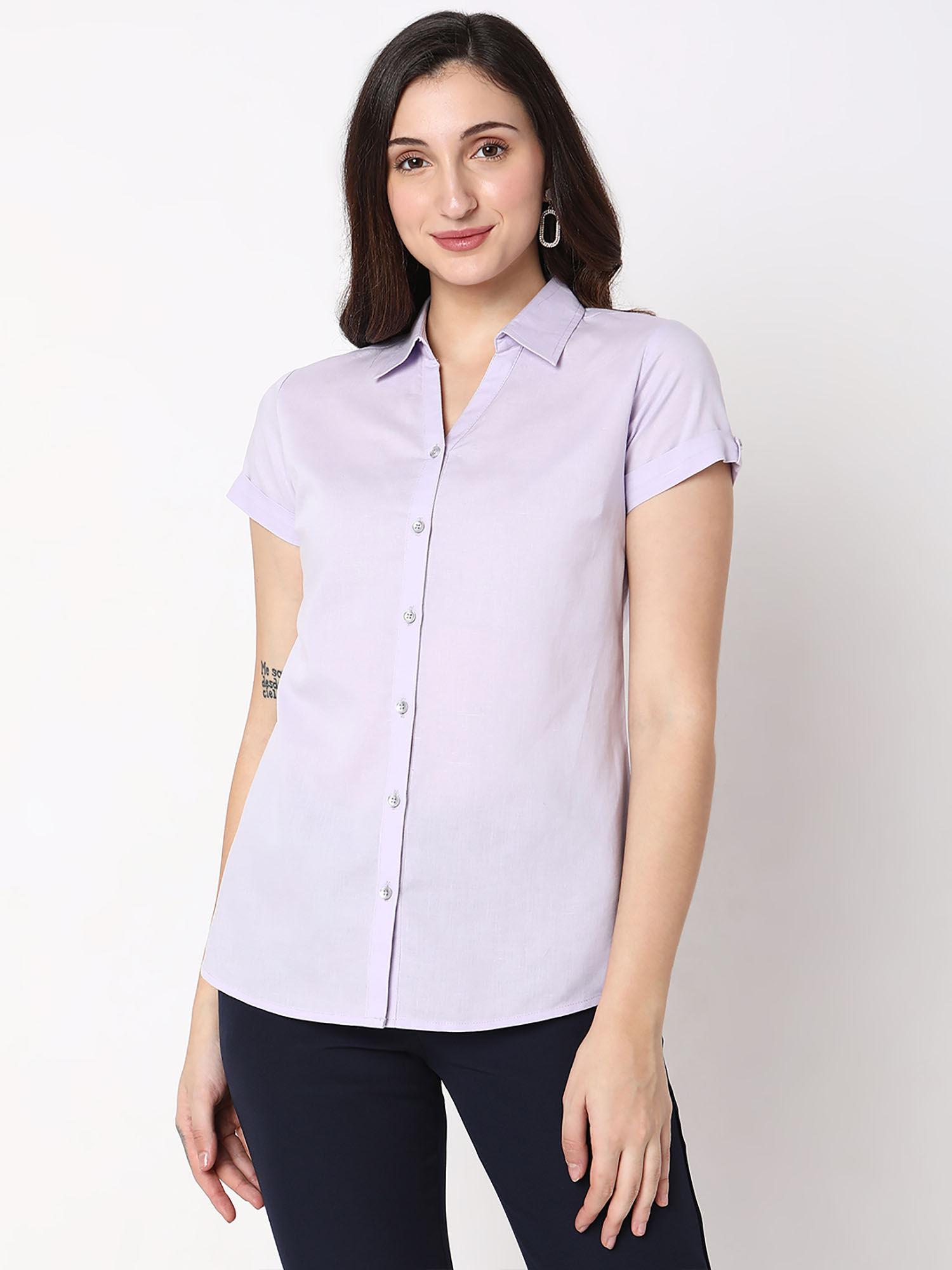 lavender short sleeve formal shirt