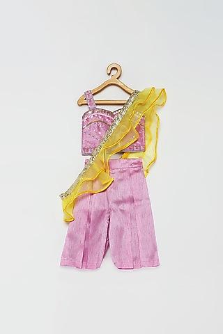 lavender silk pant set for girls