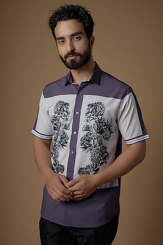 lavender soft butter crepe printed shirt