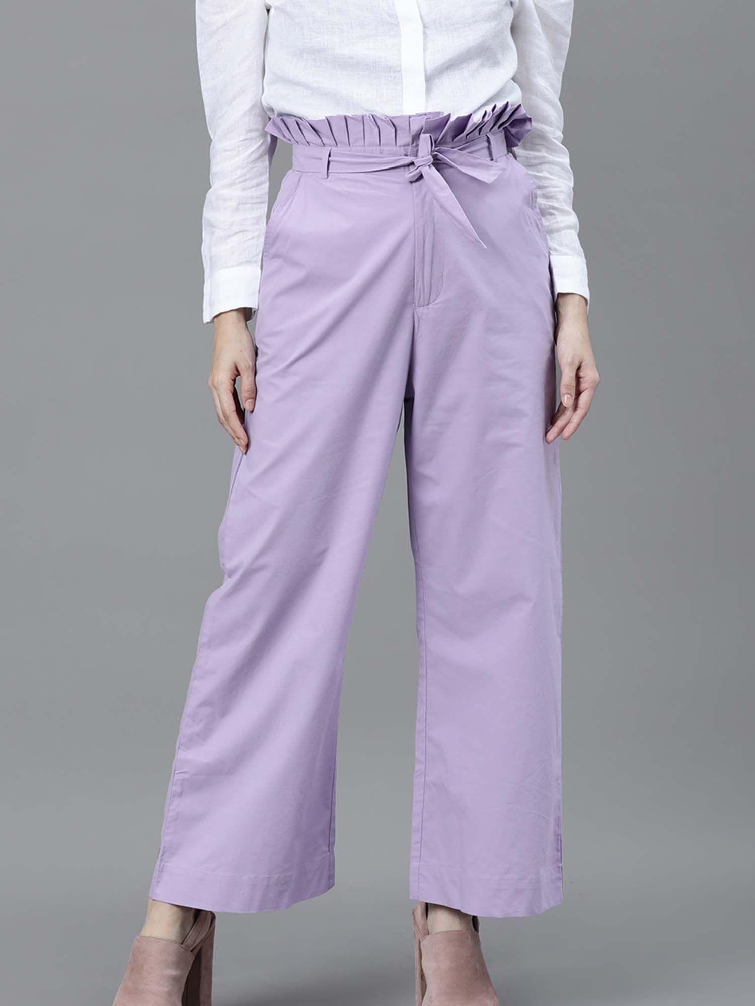 lavender solid/plain bottoms pants and trousers