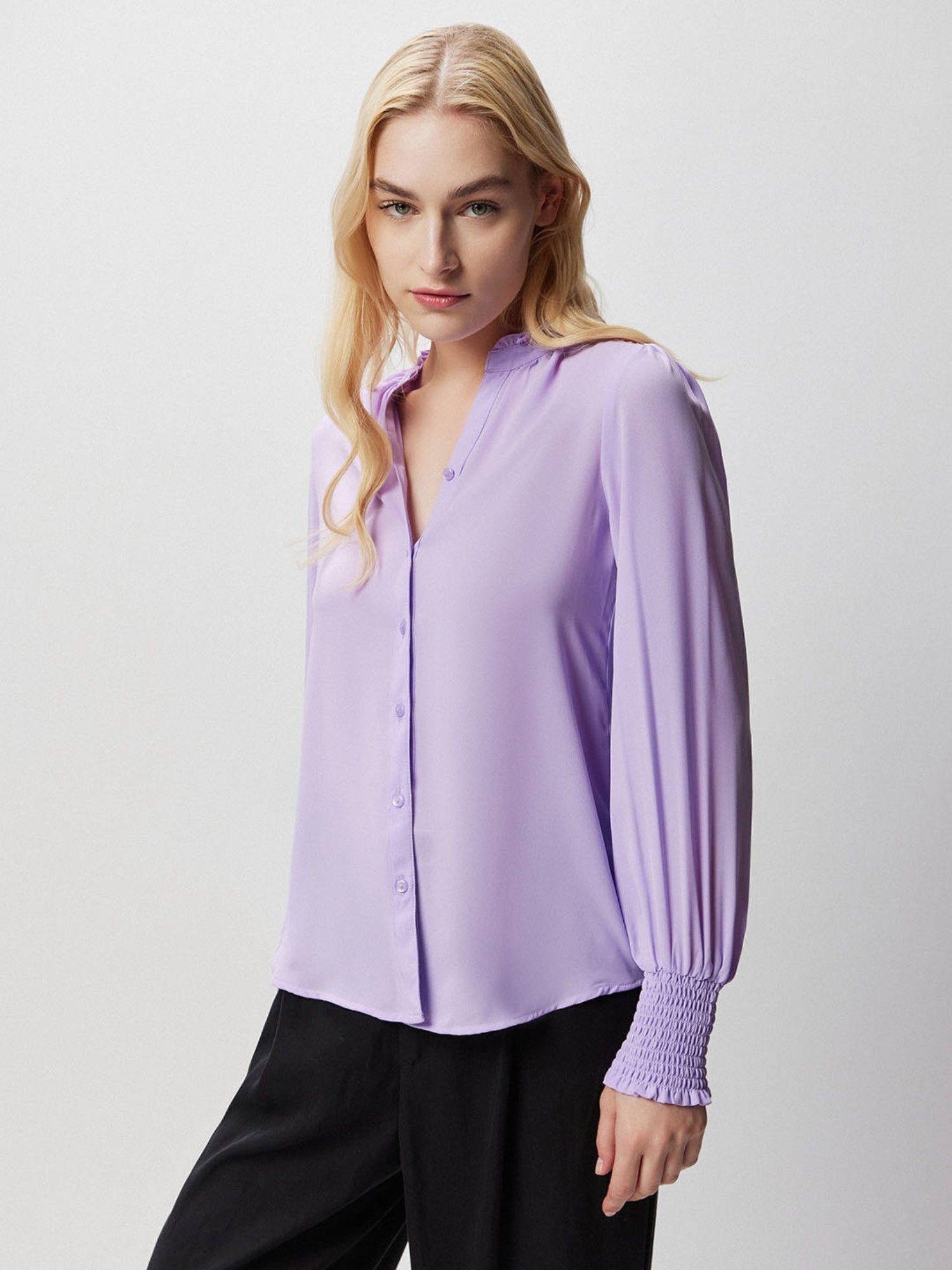 lavender solid formal shirt