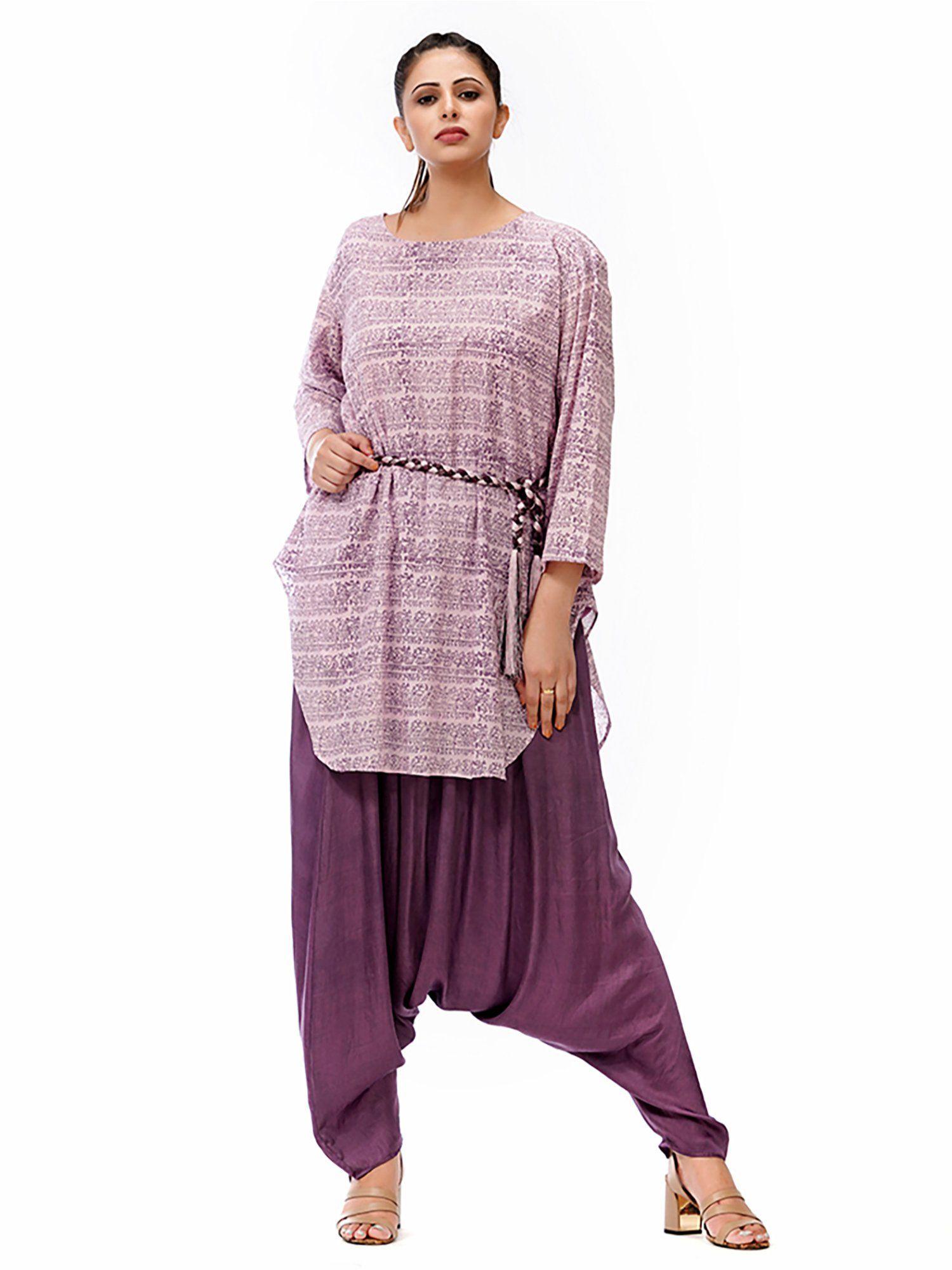 lavender tunic with dhoti pants (set of 3)