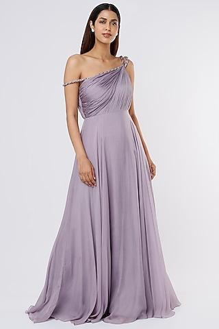 lavender viscose draped gown