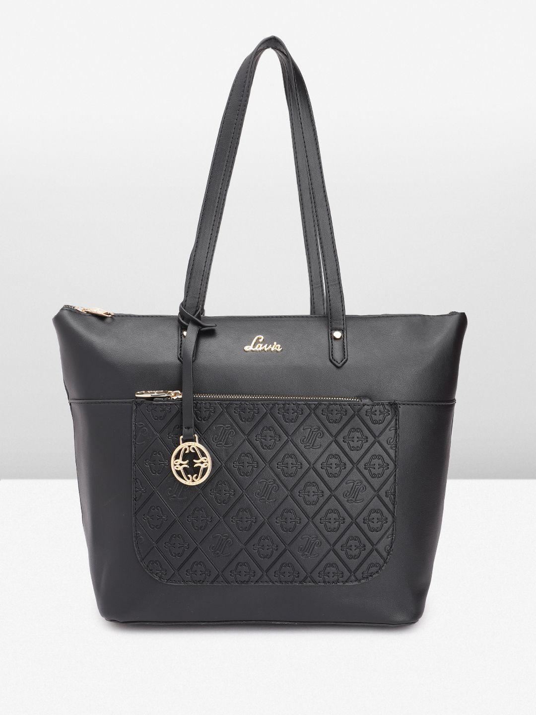 lavie brand logo textured structured shoulder bag with tasselled detail