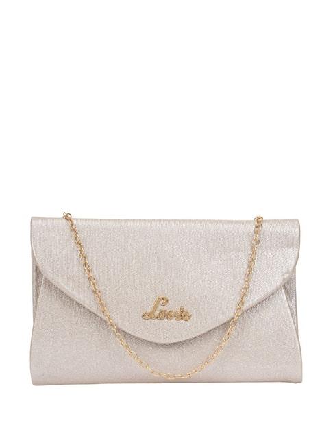 lavie charmy silver solid envelope clutch