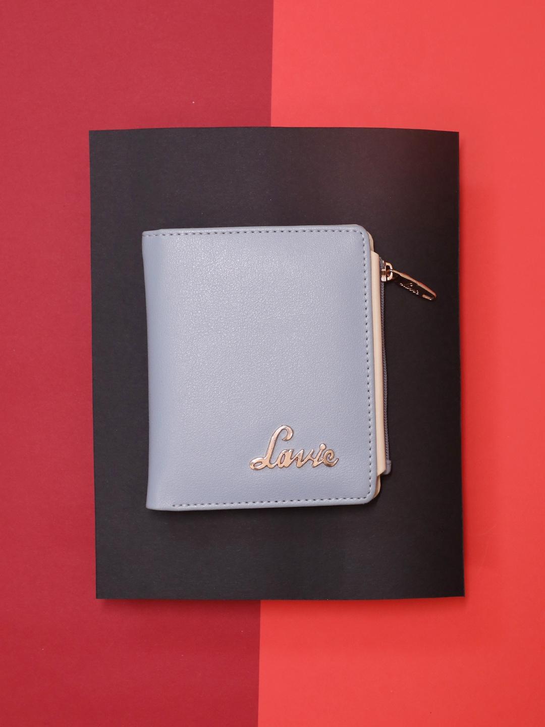lavie chic pro women blue solid small bifold wallet