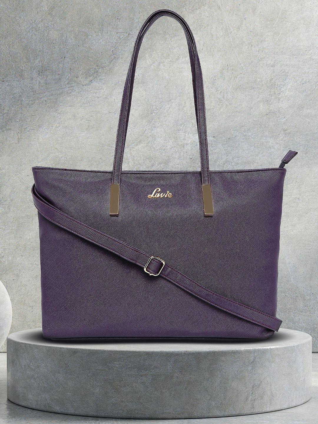 lavie fianca purple solid structured shoulder bag