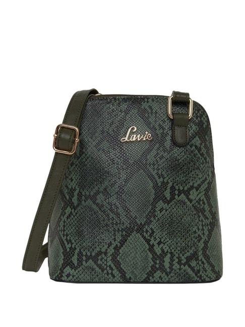 lavie green textured medium sling handbag