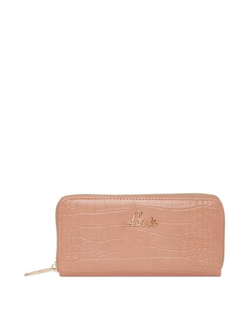 lavie pink textured zip around wallet for women