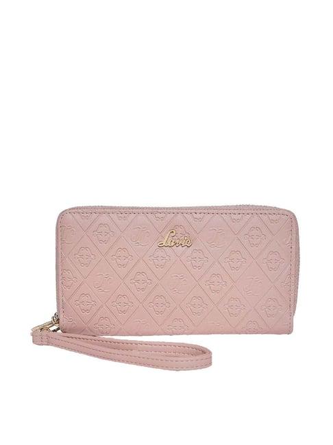 lavie savy pink textured zip around wallet for women