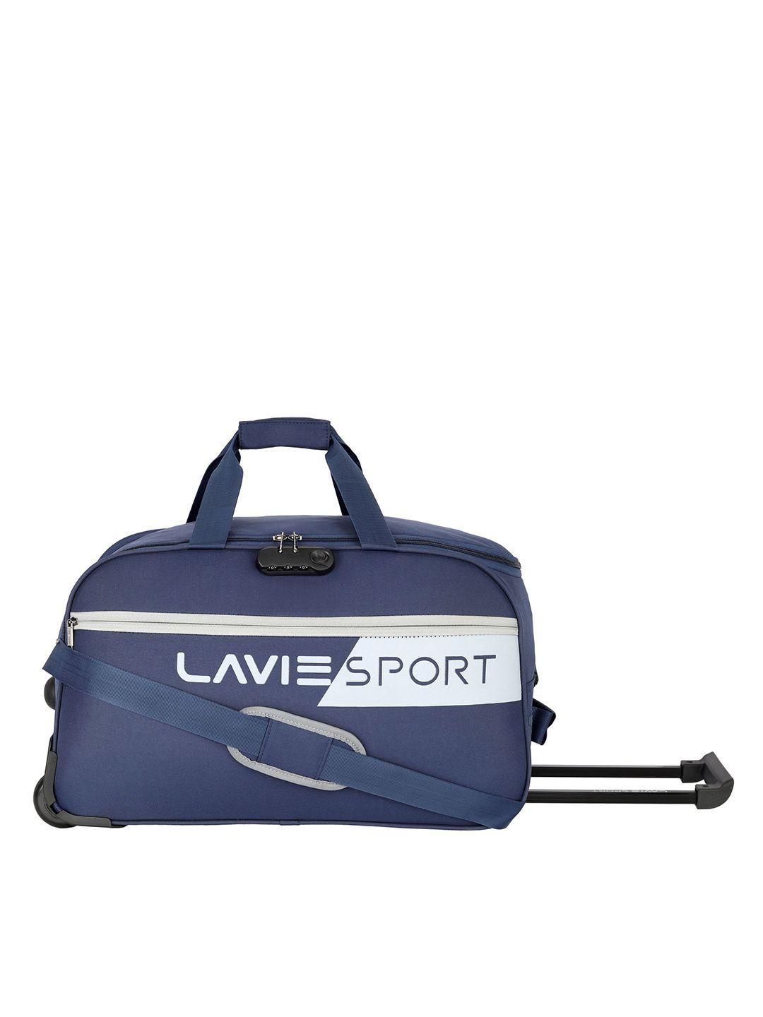 lavie sport navy blue printed duffel bag