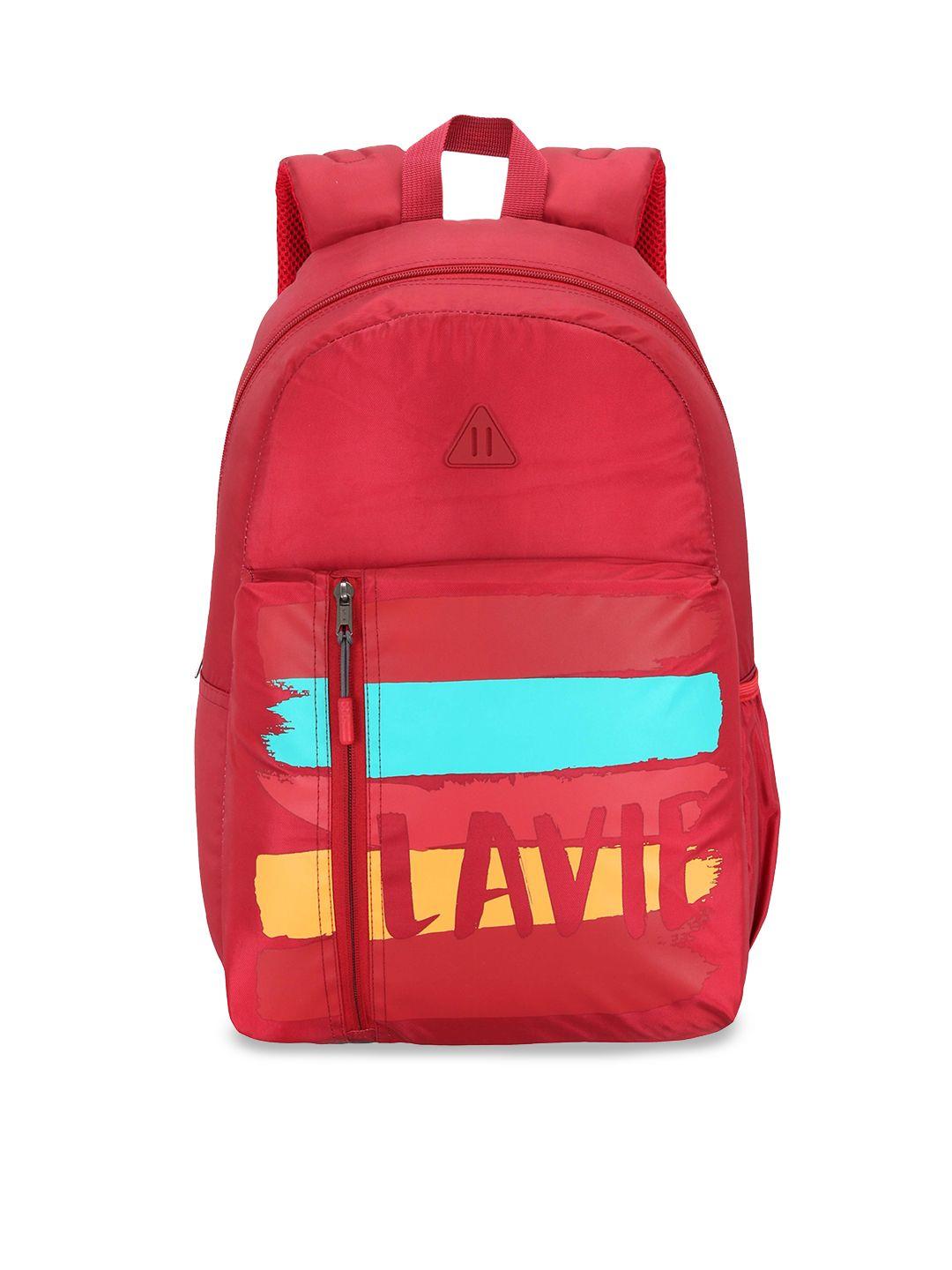 lavie sport unisex red brand logo printed backpack