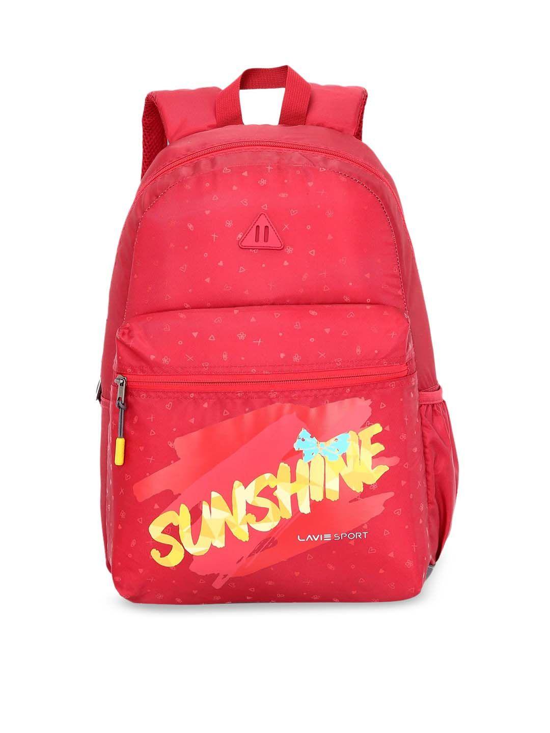 lavie sport unisex red typography printed backpack