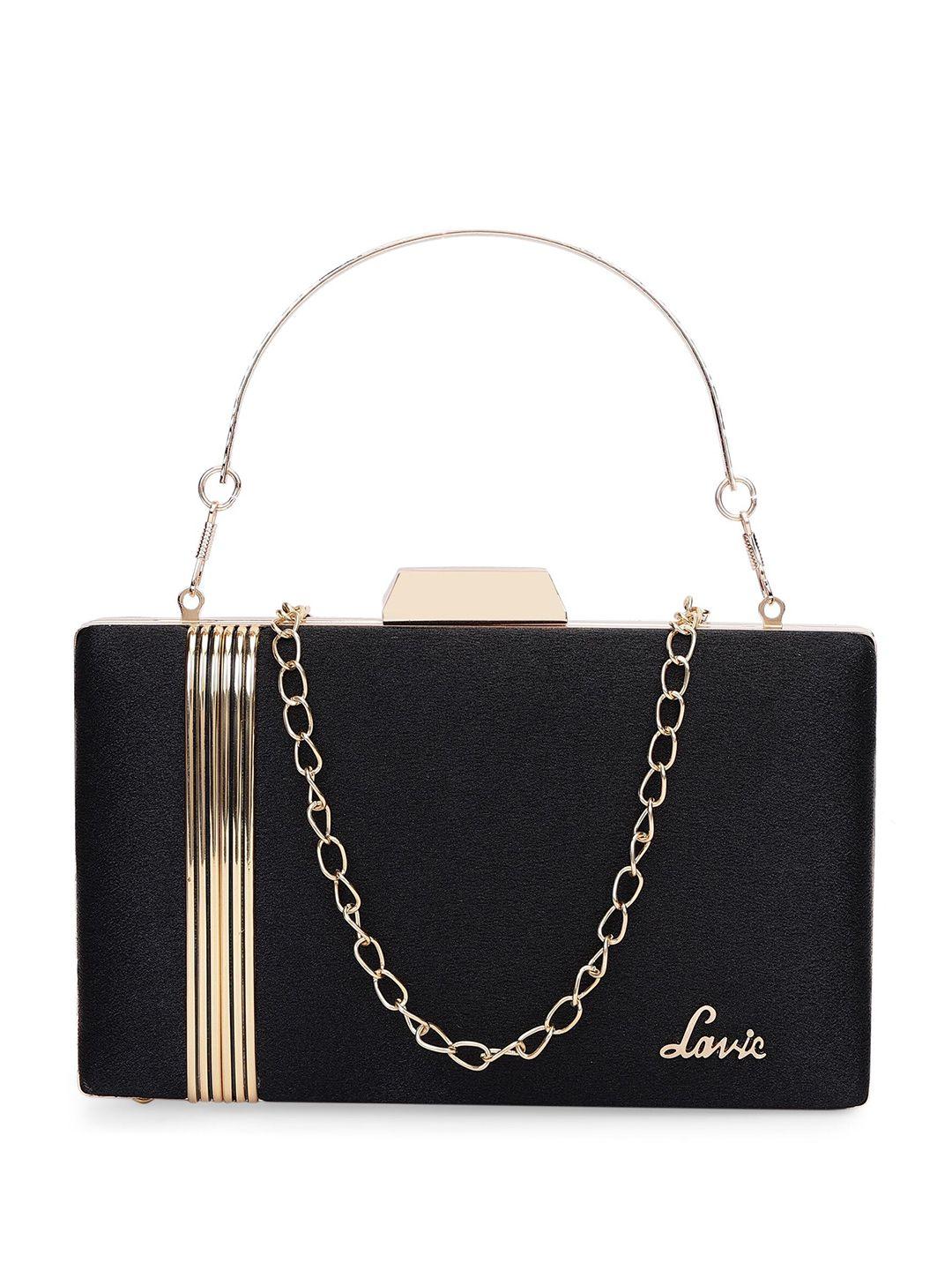 lavie synthetic leather box clutch