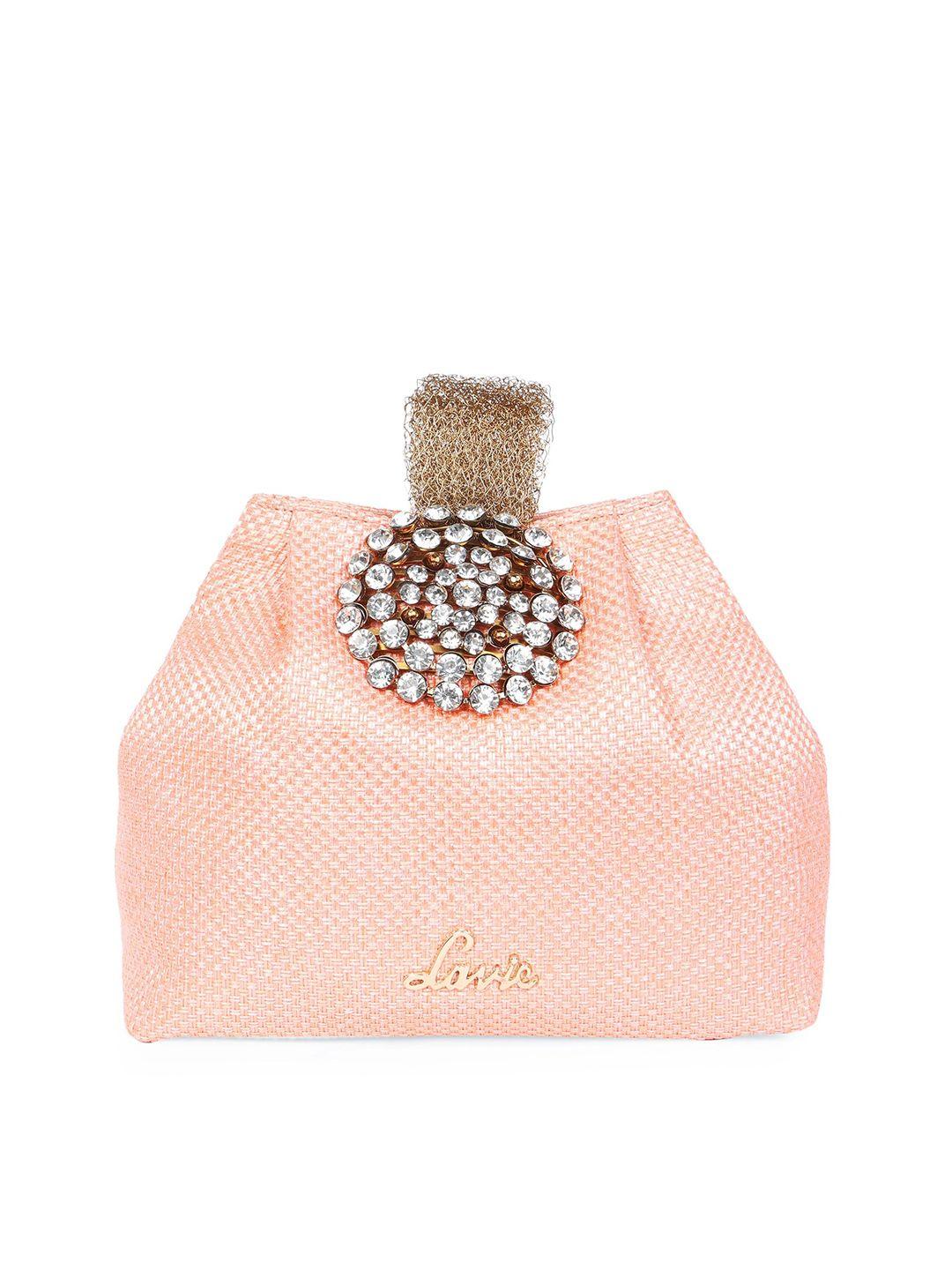 lavie tiana pink & white embellished potli