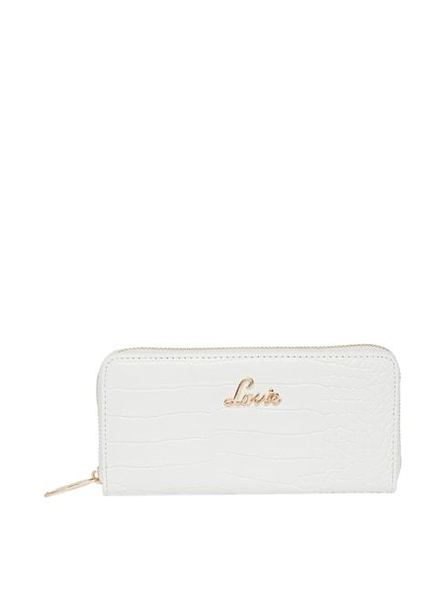 lavie white textured zip around wallet for women
