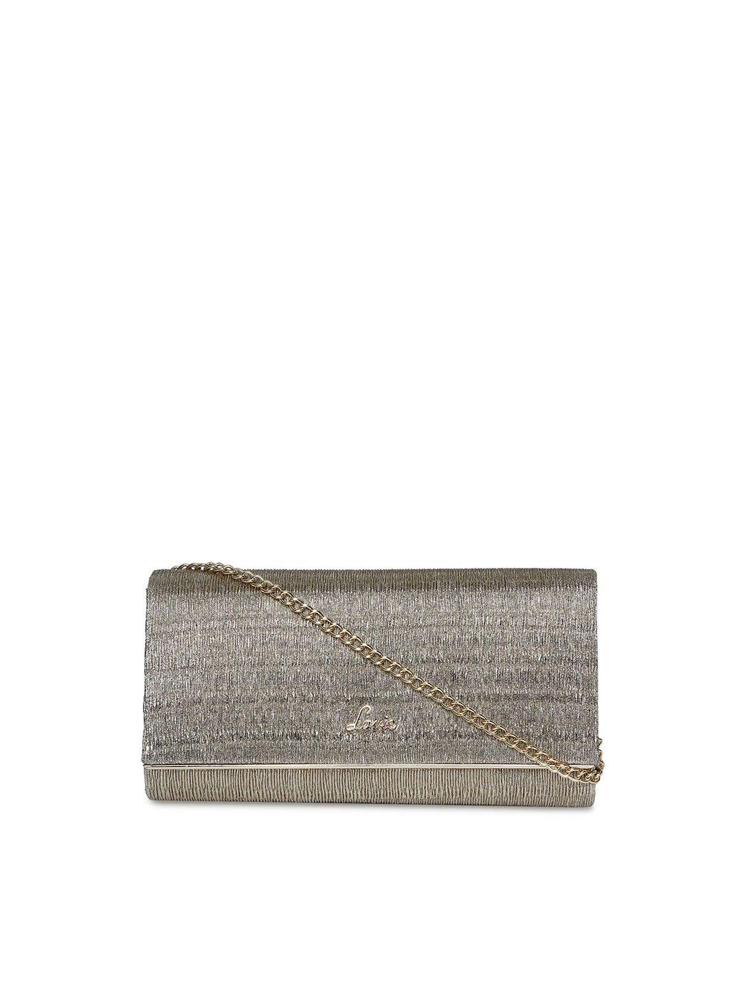 lavie women bronze textured fold over clutch with chain sling strap