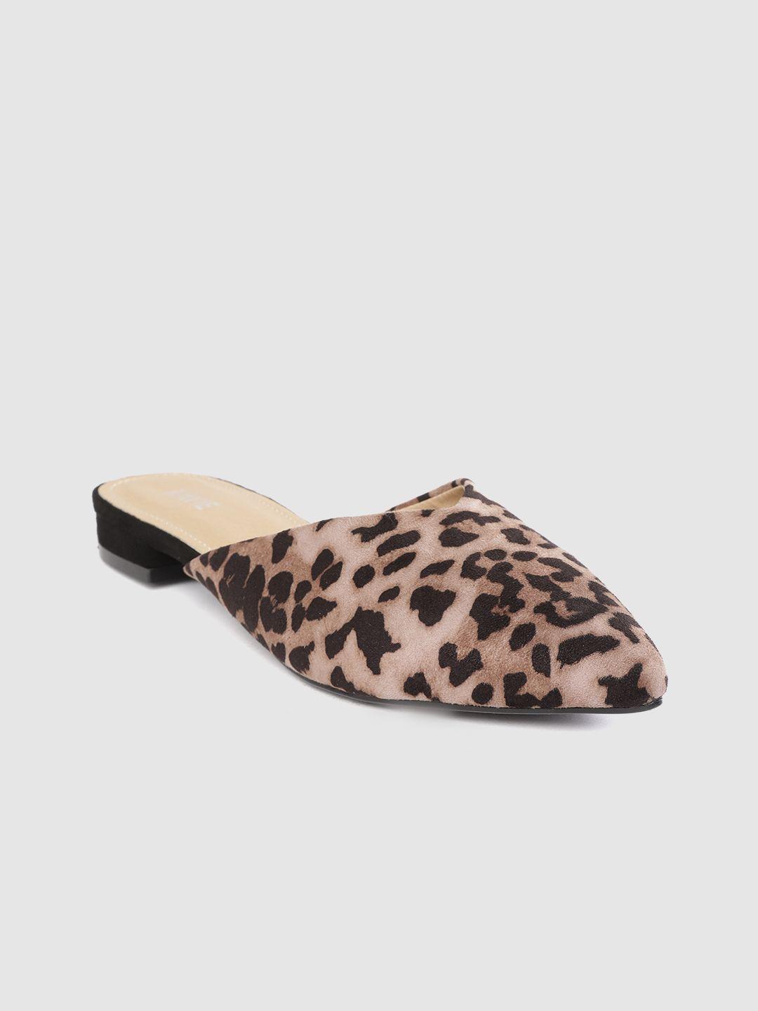 lavie women dusty pink & black leopard print mules