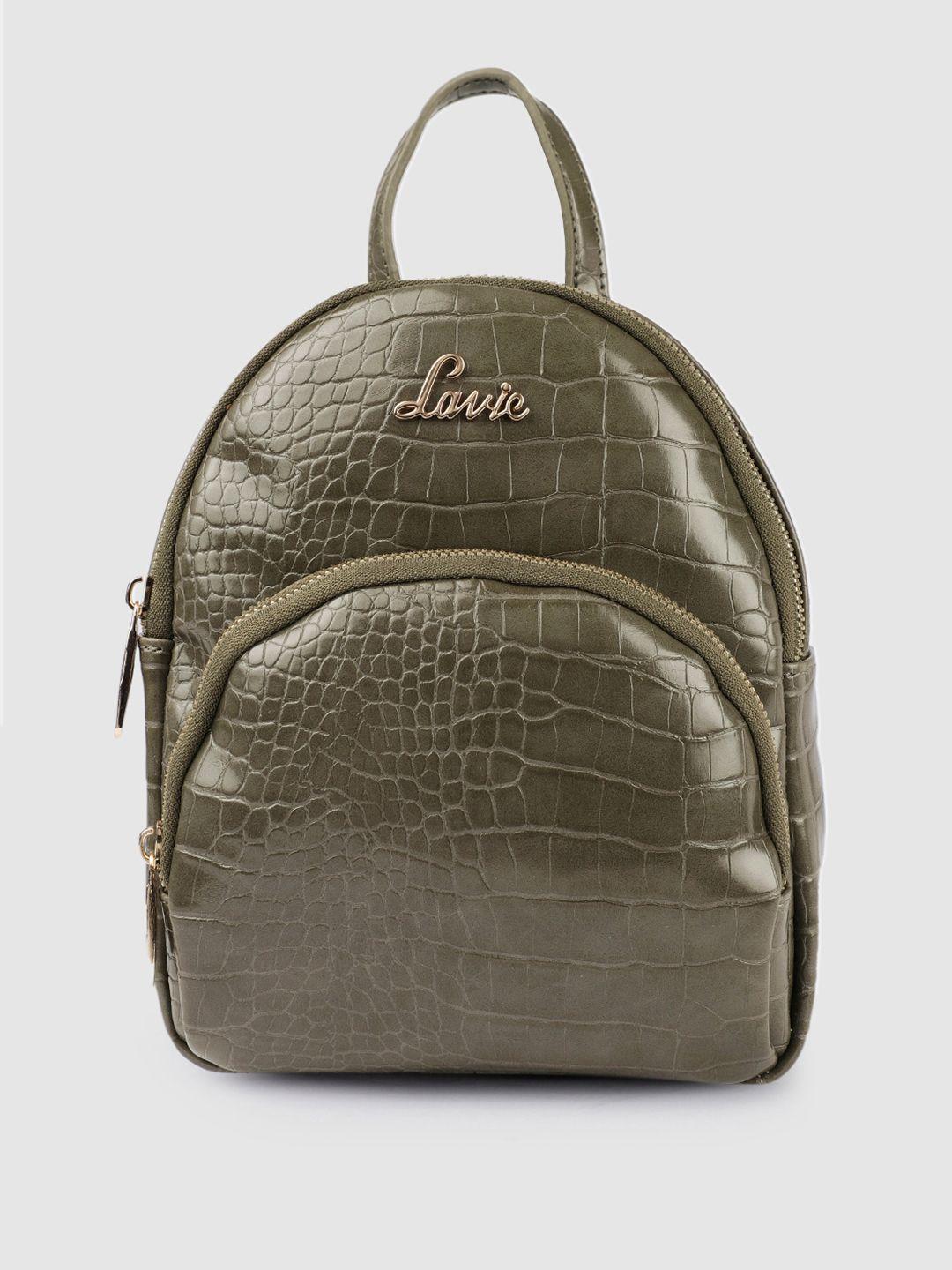 lavie women olive green animal textured backpack