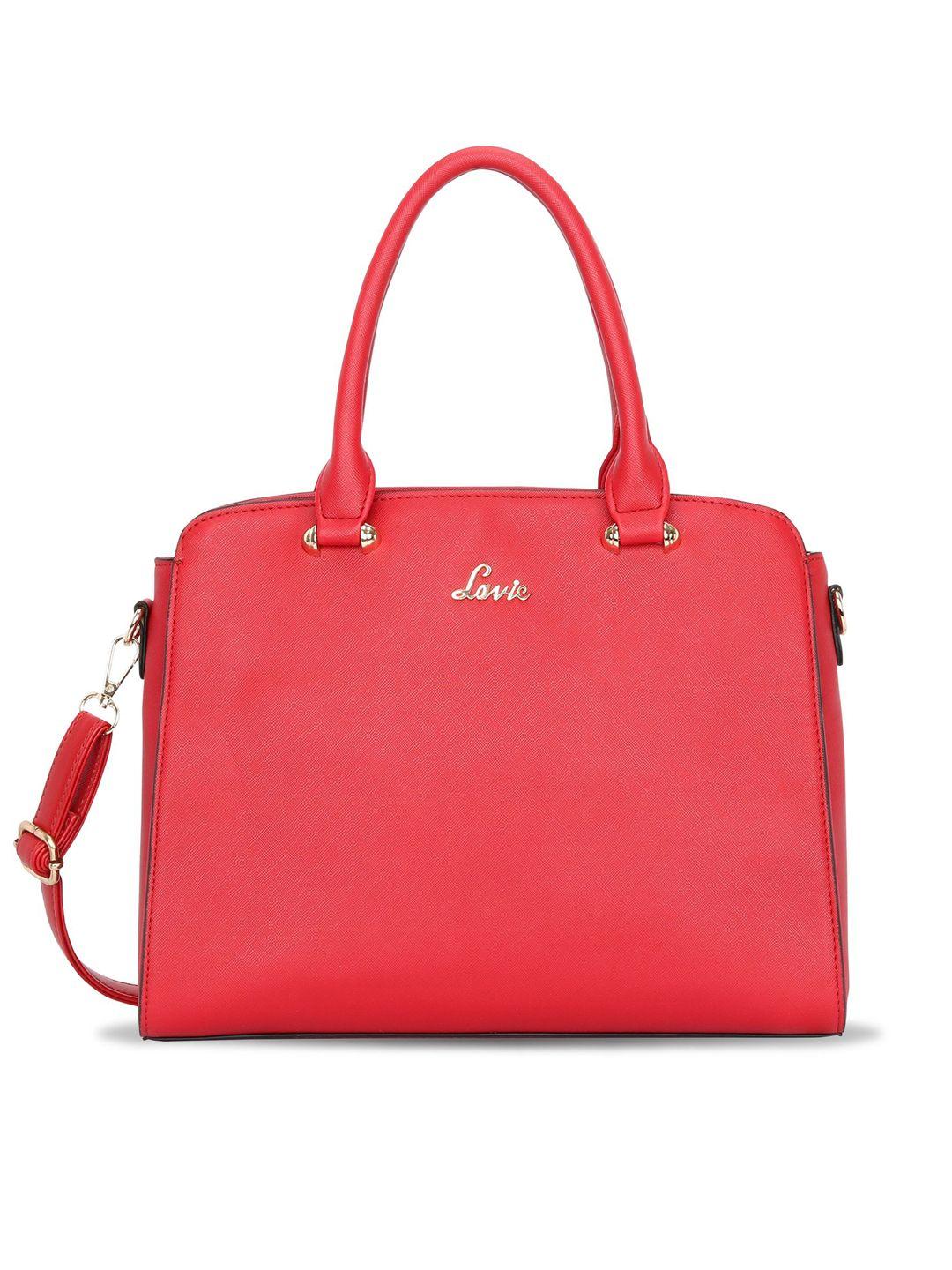 lavie women red saffiano textured structured handheld bag