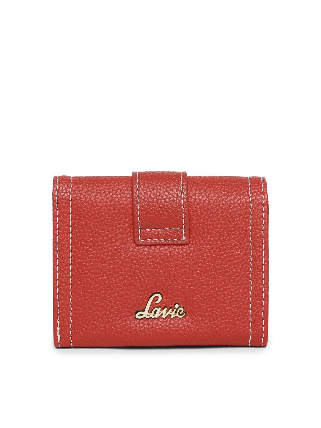 lavie women red textured three fold wallet