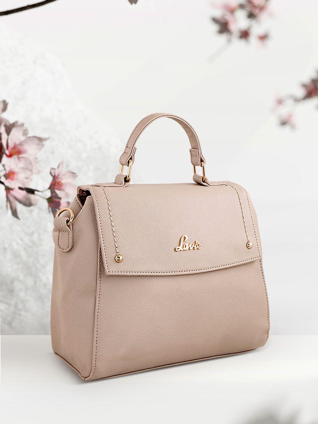 lavie beige solid satchel