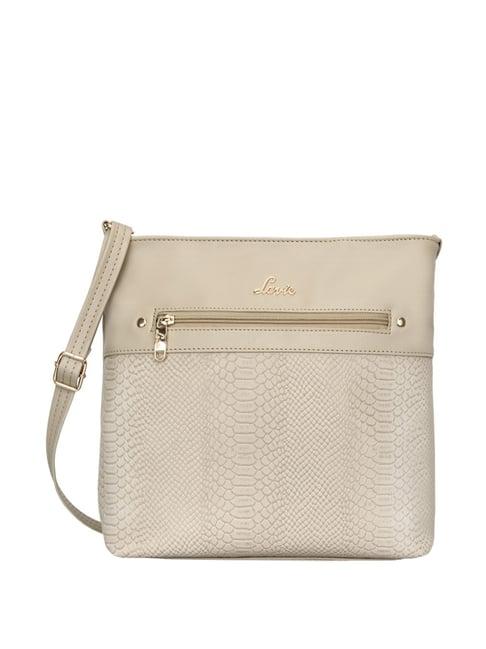 lavie beige textured medium sling bag