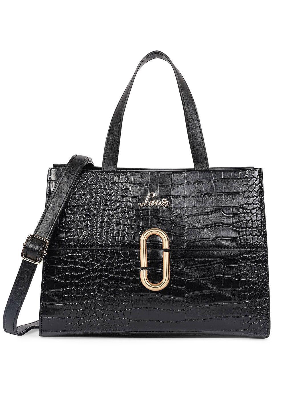 lavie black animal textured structured handheld bag